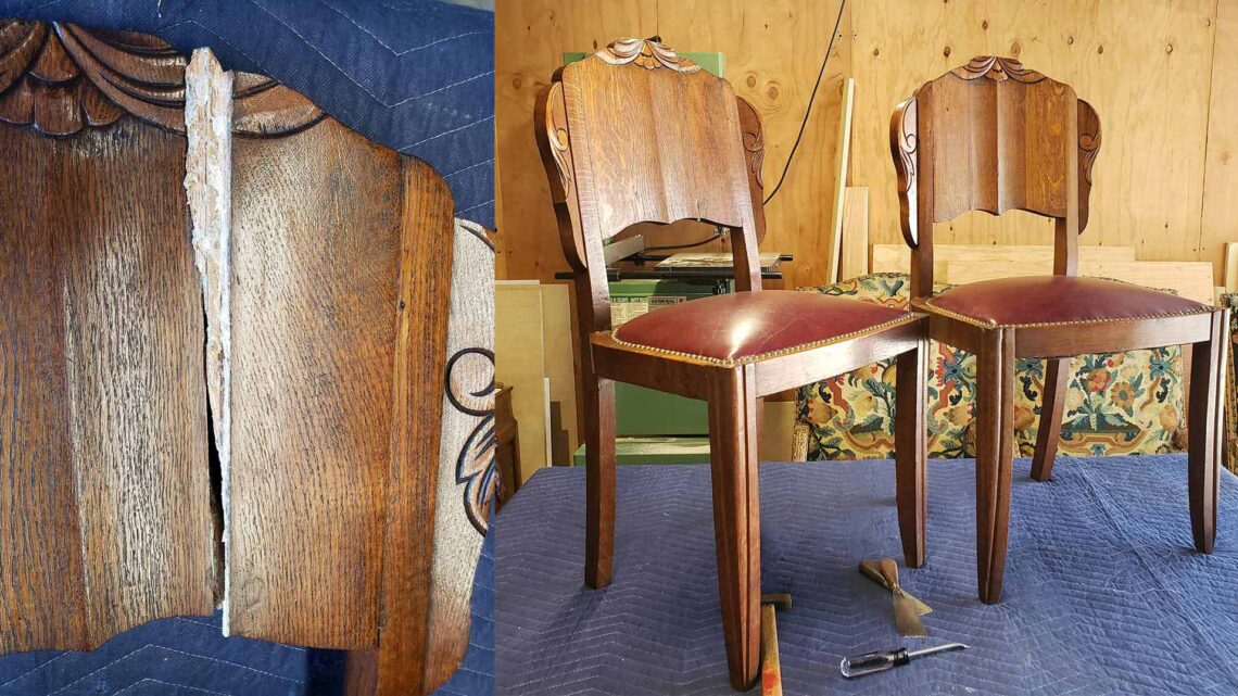 Before / After: 1950's oak chairs restoration