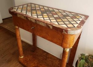 Restoration of a Napoleon III console (burl wood)