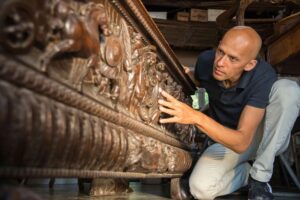 Sully Restoration restoring a Italian Cassone for private collections UCLA
